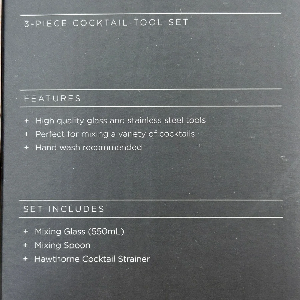 Houdini by Rabbit 3-Piece Cocktail Tool Set Mixing Glass‎ Strainer Spoon NEW